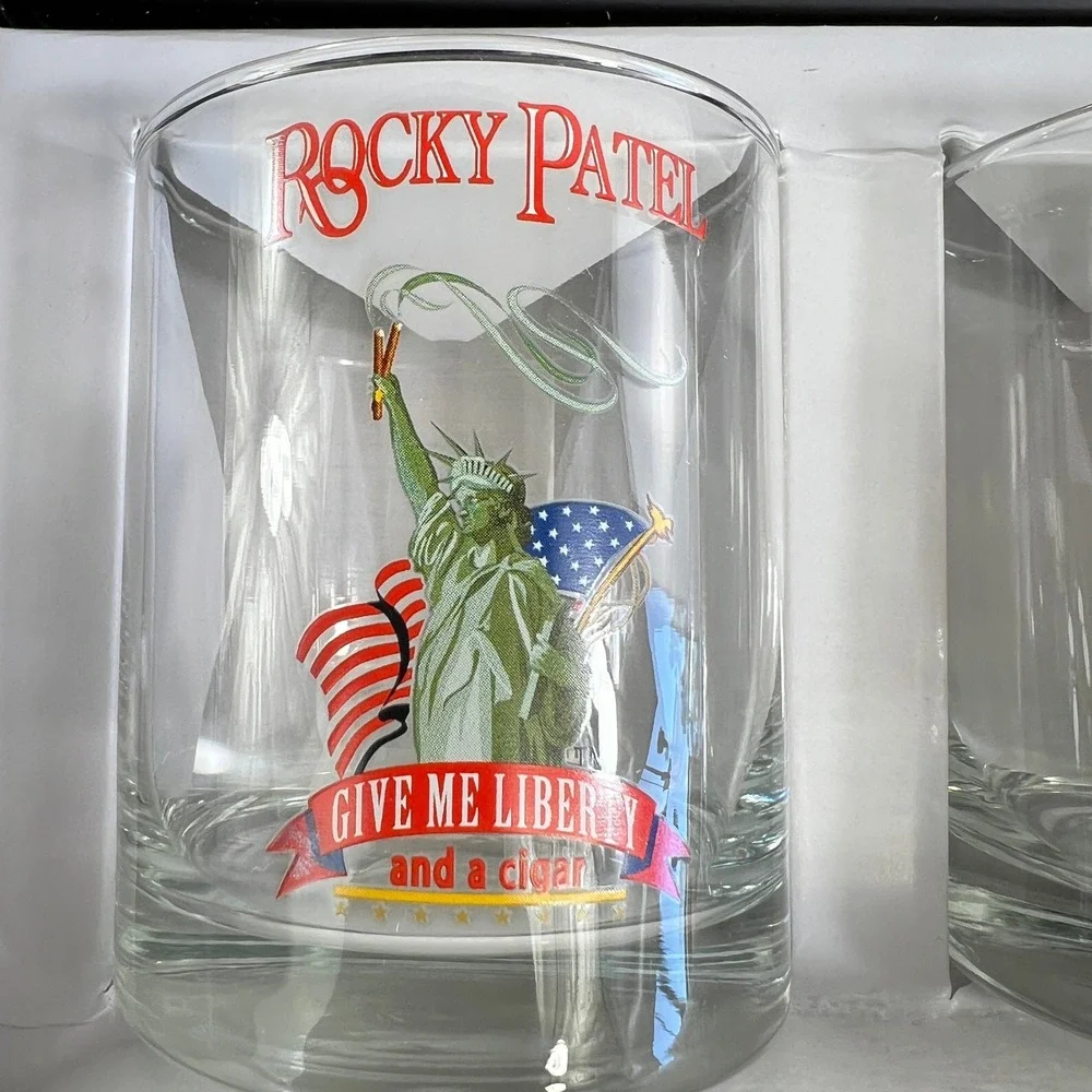 Rocky Patel Home Grown Heroes Whiskey Glass Set 4pc Clear Men Military Barware